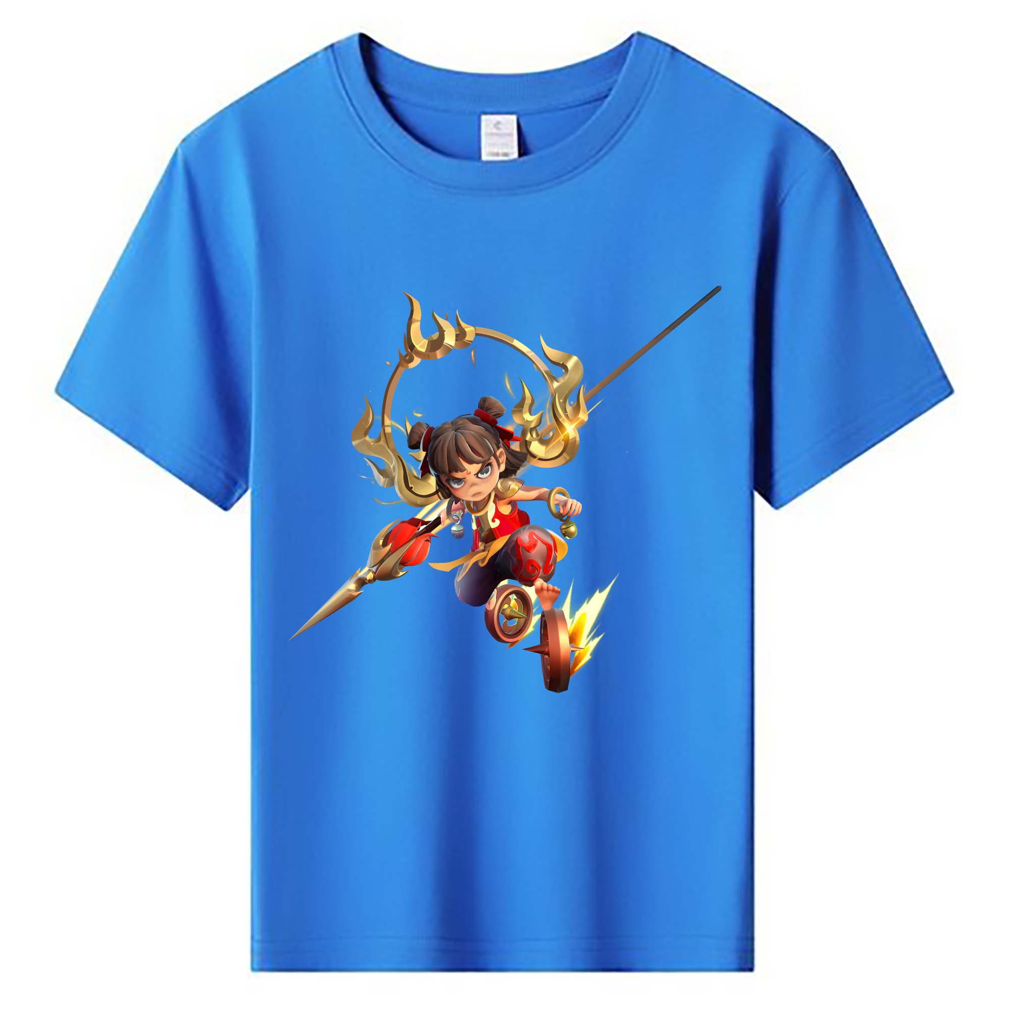 （画像用） Ne Zha 2 ナタ 魔童の大暴れ 綿100％キッズTシャツ（フロントプリント）